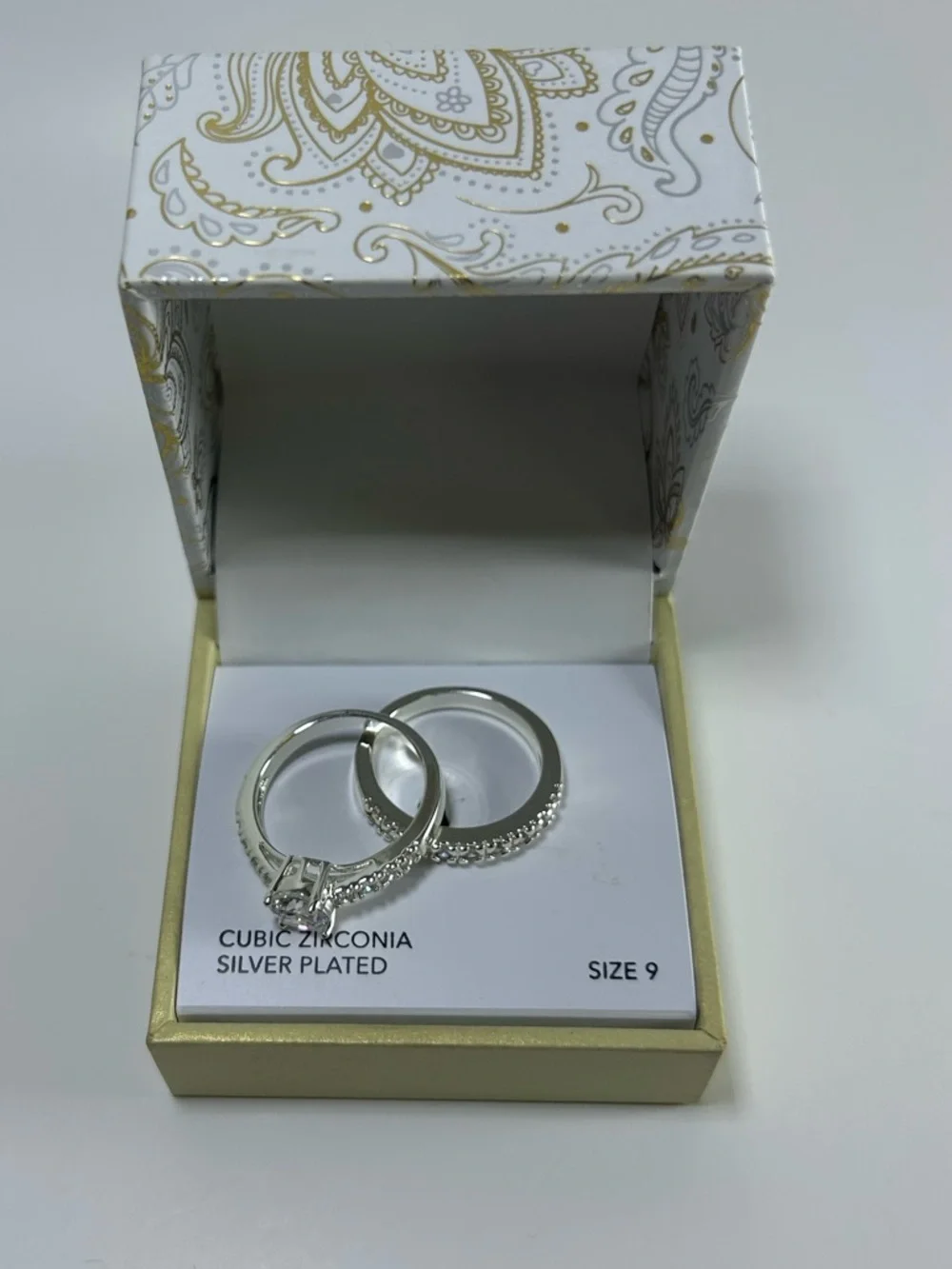Charter Club Silver-Tone CZ Bridal Ring Set - Size 9